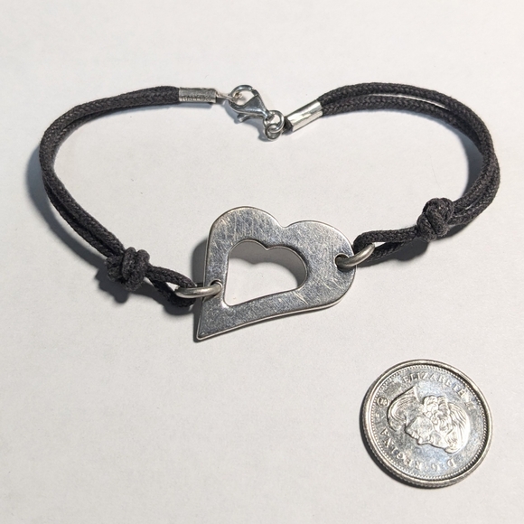 Furla 925 sterling silver Italy heart cord bracelet - Picture 2 of 6